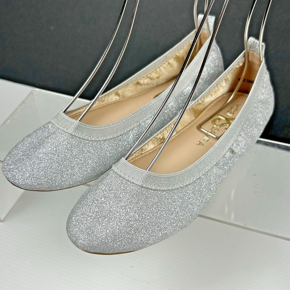 Yosi Samra Girls Size 3Y 3 Silver Glitter Ballet Flat NEW VERY SPARKLY SERENA - Picture 4 of 13